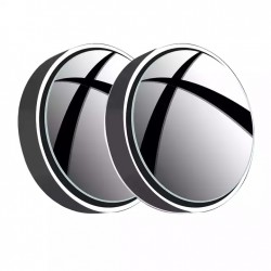 RTS 2PCS Rearview Mirror Car Round Frame Convex Blind Spot Mirror-Agle 360 Degree Adjustable